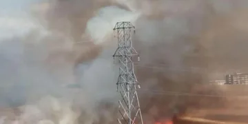 Buğday tarlası alev alev yandı