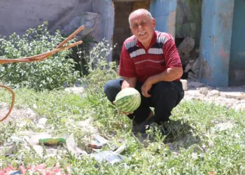 Evin enkaz kısmında karpuz çıktı