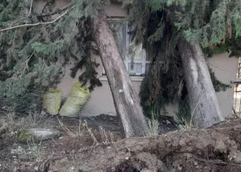 Lojmanın üzerine devrildi