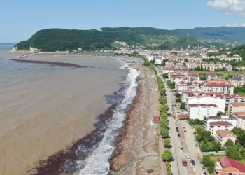 Turist ağırlayan sahil çamurla kaplandı