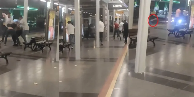 Bursa’da stasyonda yumruklar havada uçuştu