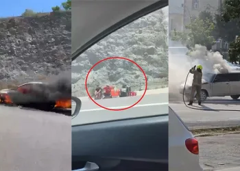 Bursa’da otomobil seyir halindeyken alev topuna döndü