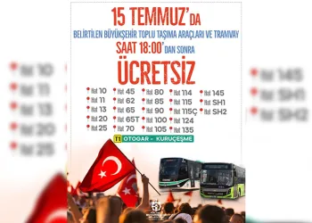 Demokrasi ve milli birlik gününde ücretsiz ulaşım