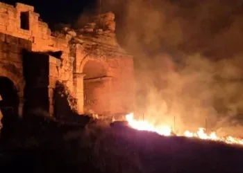 Tarihi antik kentte yangın