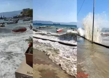 Gemlik’te dalgalar sahil yoluna taştı