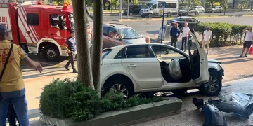 Araç site merdivenine çarparak durabildi