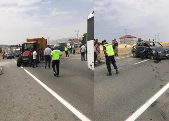 Ağrı’da otomobil ile traktör çarpıştı