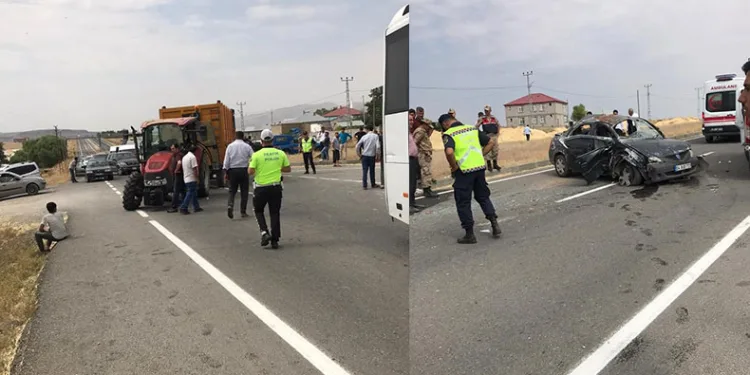 Ağrı’da otomobil ile traktör çarpıştı