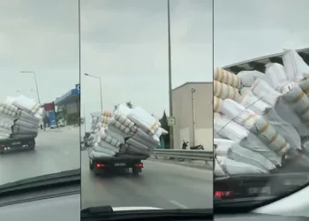 Bursa’da tehlikeli taşımacılık kamerada