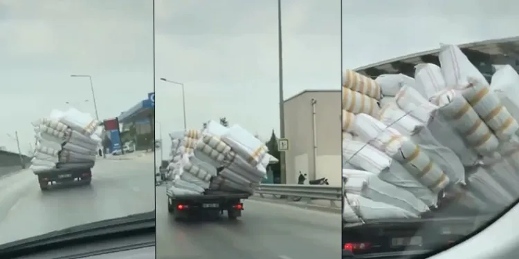 Bursa’da tehlikeli taşımacılık kamerada