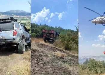 Bursa’da yangına off-road araçlarıyla müdahale