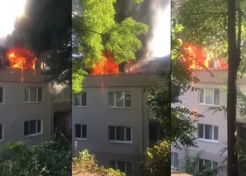 Bursa’da 4 katlı apartmanın çatısı alev alev yandı