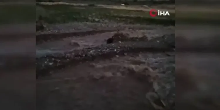 Kozluk’ta su kanalı patladı