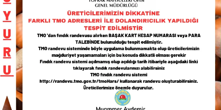 Fındık üreticilerine ‘dolandırıcılık’ uyarısı