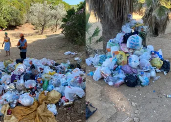 Yüzlerce torba çöp toplandı
