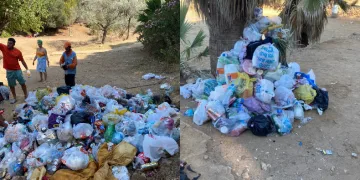 Yüzlerce torba çöp toplandı