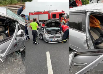 Otomobil önce bariyerlere sonra tıra çarptı