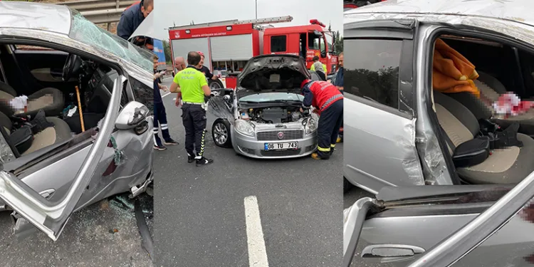 Otomobil önce bariyerlere sonra tıra çarptı