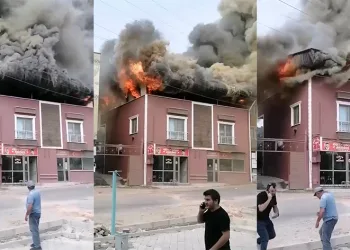 Bursa’da bir binanın çatı katı alevlere teslim oldu