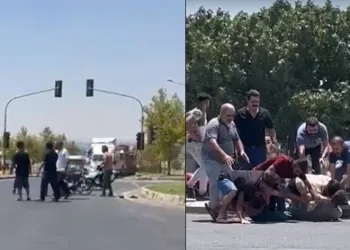 Yol ortasında tekme tokatlı “kaza” kavgası