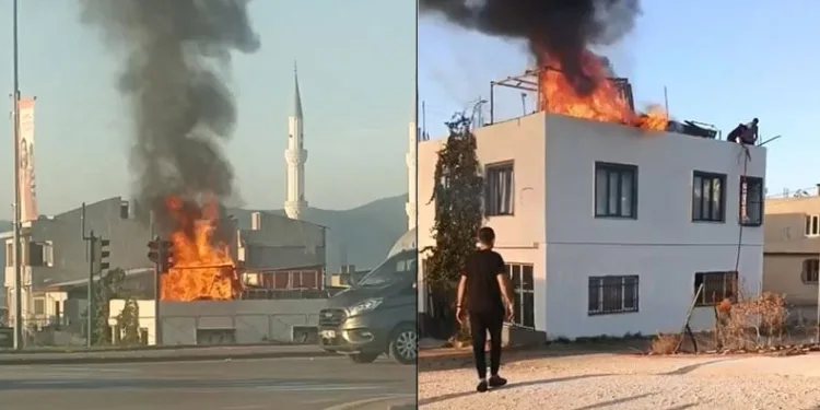 Bursa’da evin çatısında çıkan yangın korkuttu