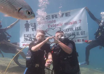 Böyle olur dalgıçların evlilik teklifi