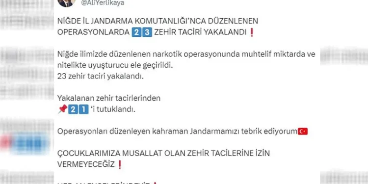 Niğde’de 23 zehir taciri yakalandı
