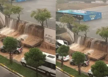 Pendik’te istinat duvarını çöktüğü an