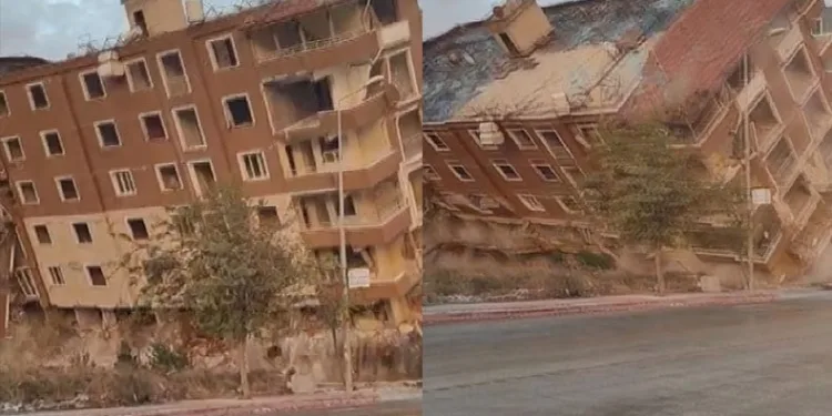 Kolonları kesilerek yıkıldı