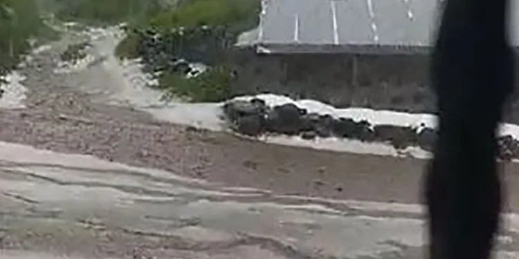Dolu yağışı sonrası köy beyaza büründü