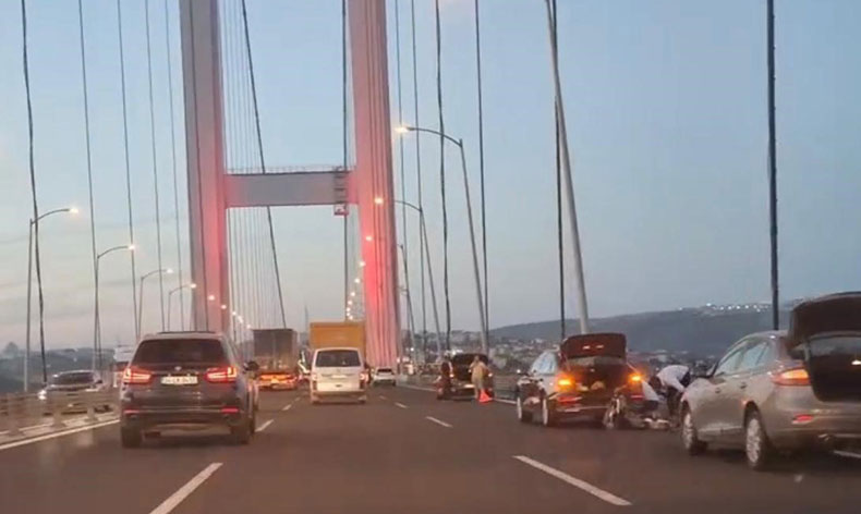 Osmangazi köprüsünde araçların lastikleri aynı anda patladı