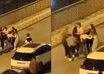 Bursa’da kadınlar birbirine girdi, erkekler izledi