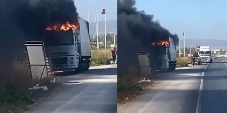Bursa’da seyir halindeki tır alevlere teslim oldu