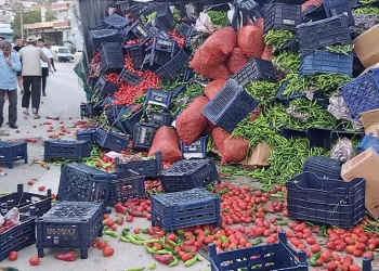 Kontrolden çıkan tır önce araçlara çarptı sonra devrildi