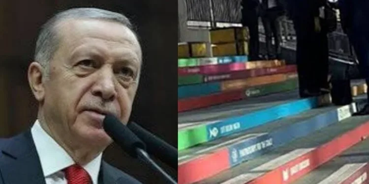 Cumhurbaşkanı Erdoğan, merdiven renklerini eleştirdi!