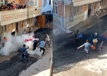 Gelin almaya gelen damada yangın tüplü müdahale