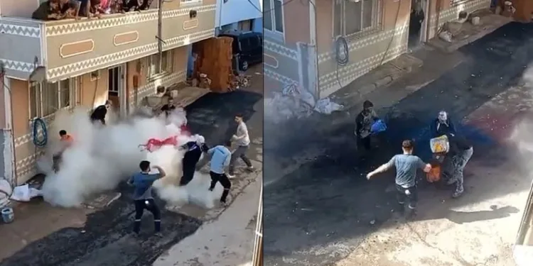 Gelin almaya gelen damada yangın tüplü müdahale