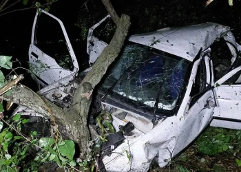 Tıra çarpan otomobil şarampole yuvarlandı