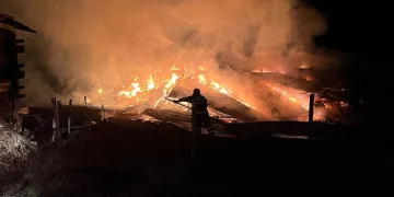 Çıkan yangında samanlık küle döndü