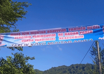 Muhtar adayından ilginç seçim pankartı