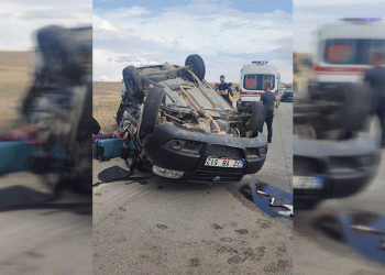 Takla atan otomobilde 5 kişi yaralandı