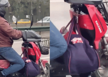 Motosikletin önüne bebeğini koyup kilometrelerce ilerledi