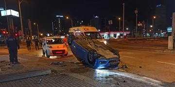 Bursa’da kontrolden çıkan araç takla attı, sürücü yaralandı