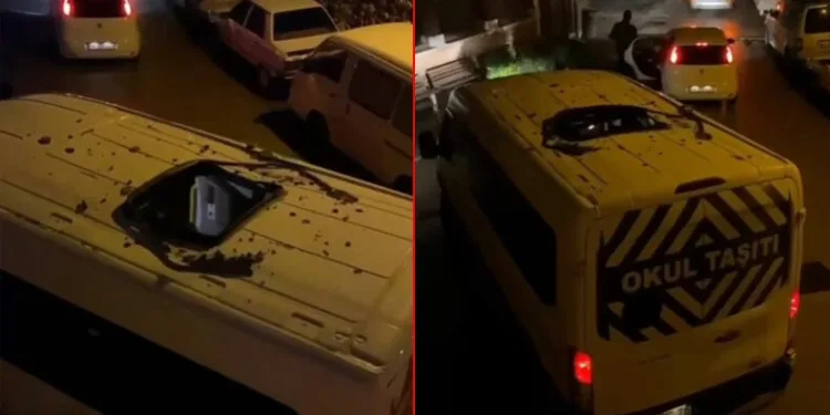 Bursa’da evin bacası servis minibüsünün içine düştü