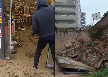 Dere taştı, dükkanlar çamur deryasına döndü