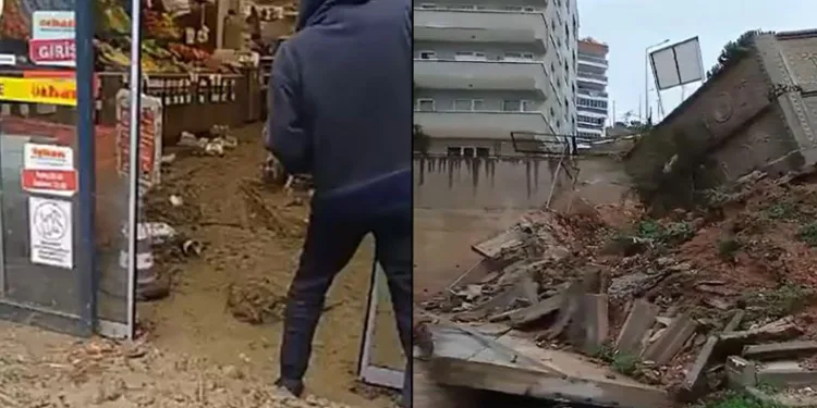 Dere taştı, dükkanlar çamur deryasına döndü