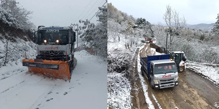 A Takımı ekiplerinin kar mesaisi