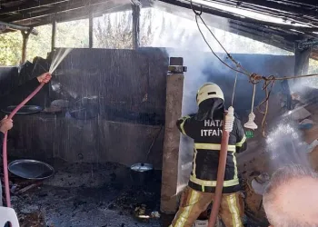 Hatay’da ahırda samanlık yanarak kül oldu