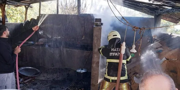 Hatay’da ahırda samanlık yanarak kül oldu