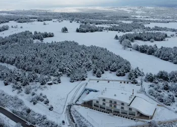Pelitözü Gölparkı beyaza büründü